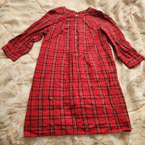 People Tree Fair Trade Red Plaid Tunic Dress size 4
